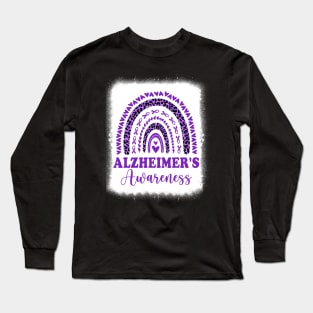 Wear Purple Alzheimer's Awareness Rainbow Leopard Long Sleeve T-Shirt